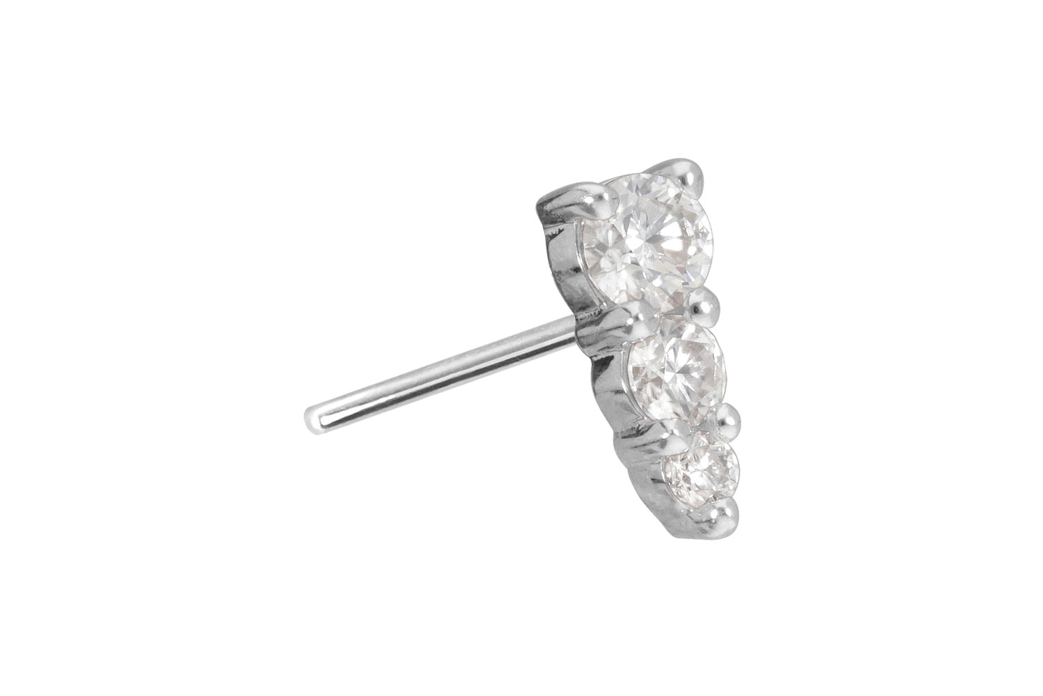 14 Karat Gold Aufsatz mit Titan Push Pin MOISSANIT-EISZAPFEN von Piercingline